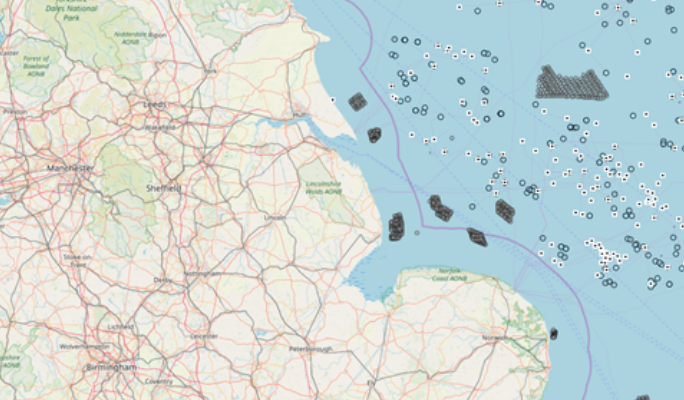 Screenshot of UK data on the Marine Data Portal