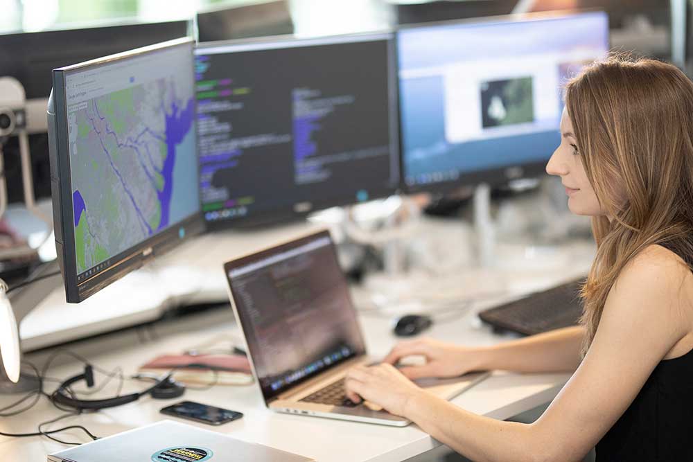 Woman using laptop