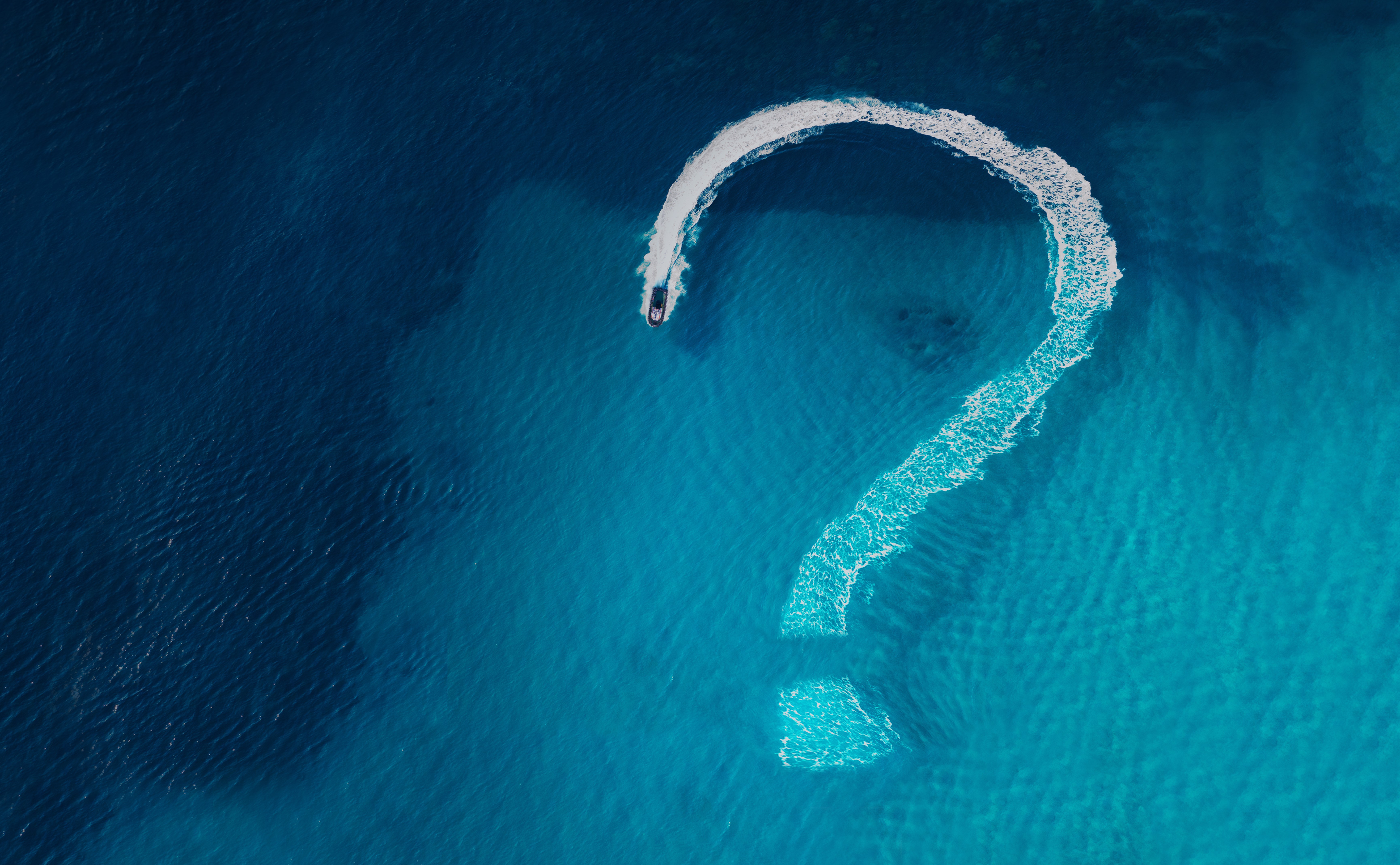 Question mark in ocean