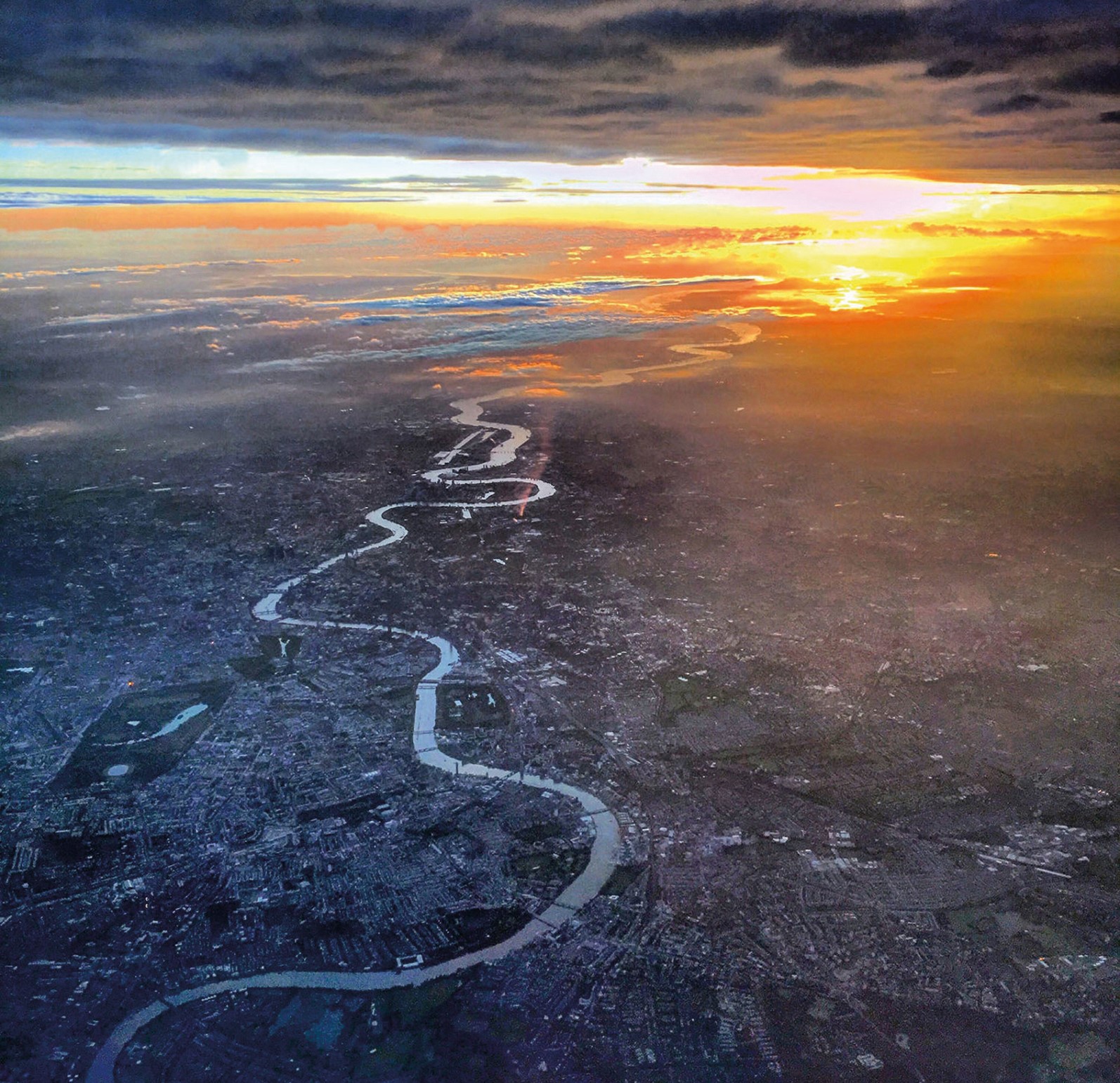 Aerial shot of the River Thames