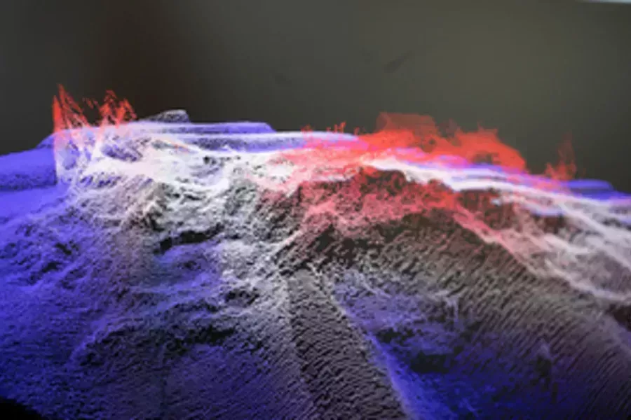UKHO data analyst reviewing bathymetric data depicting the shape of the sea floor