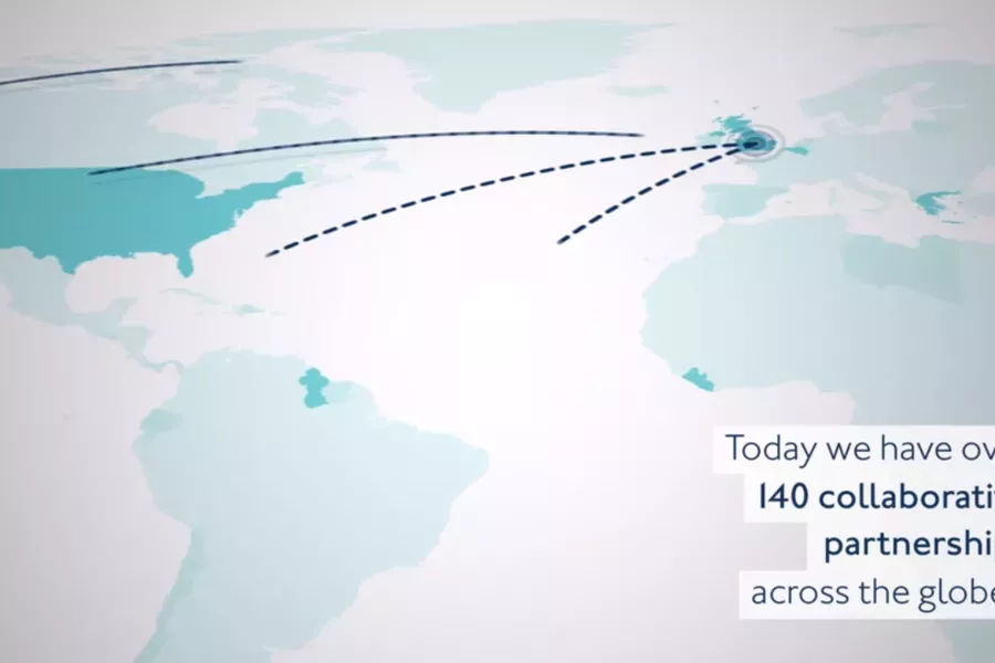 Screenshot of video depicting world map and UKHO's partnerships