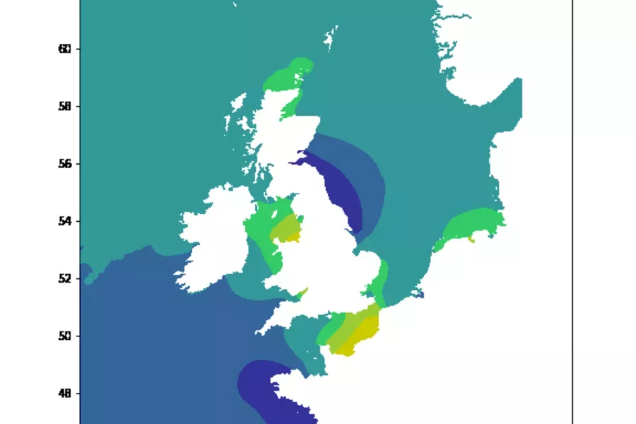 Image showing changing tidal heights around the UK