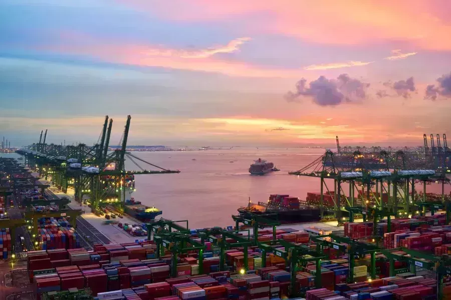 Vessel leaving Singapore port