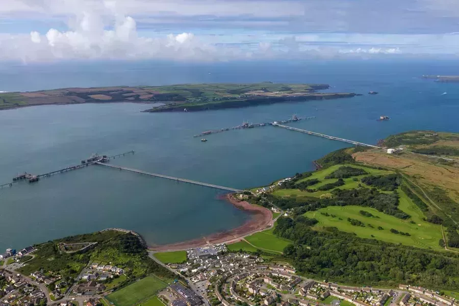 Aerial shot of Milford Haven port