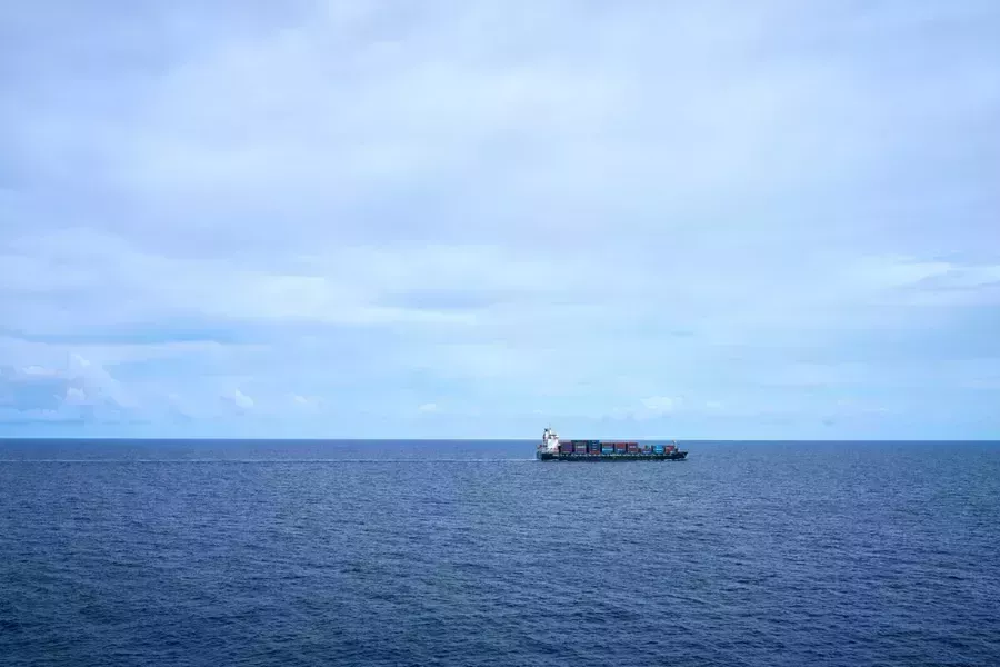 Container ship at sea