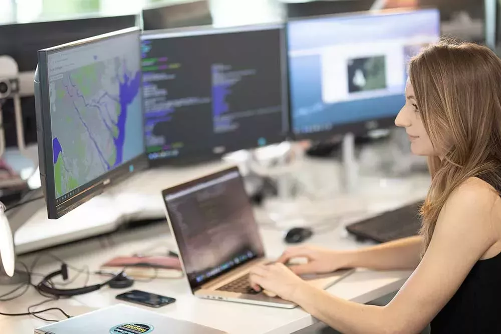 Woman using laptop