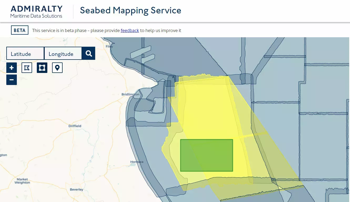 Screenshot of the ADMIRALTY Seabed Mapping Service