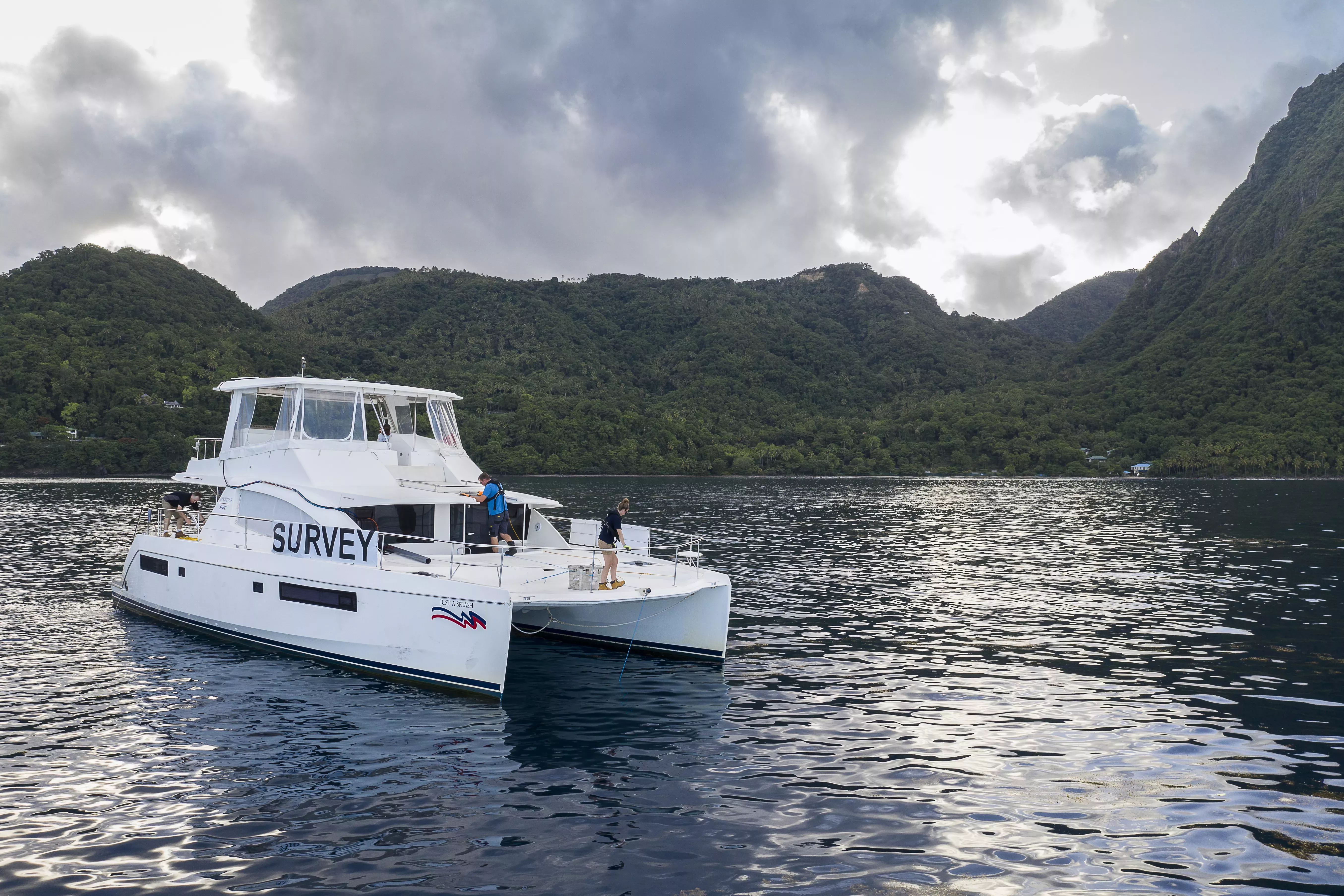 Survey boat at sea