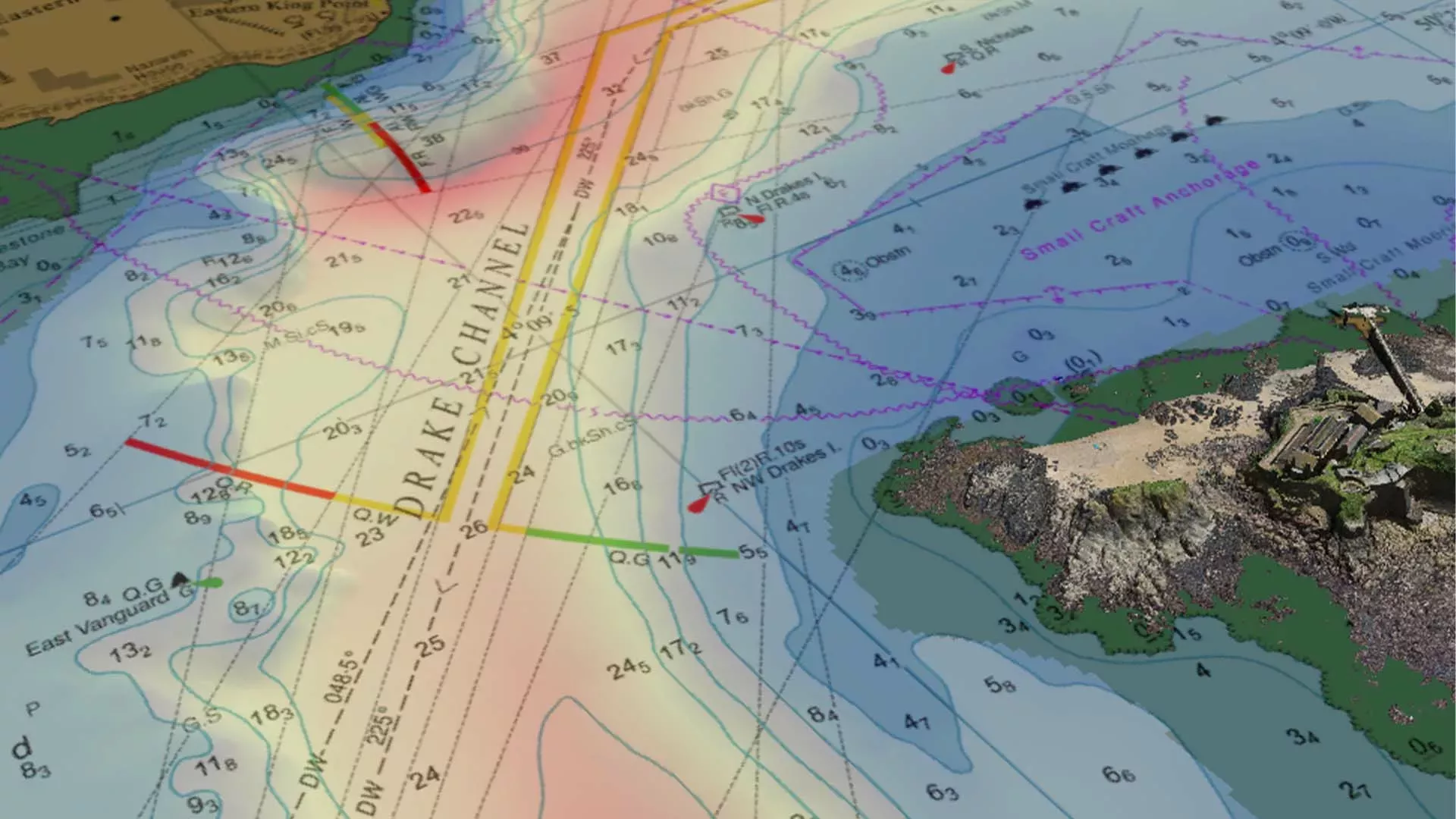 chart showing bathymetric data