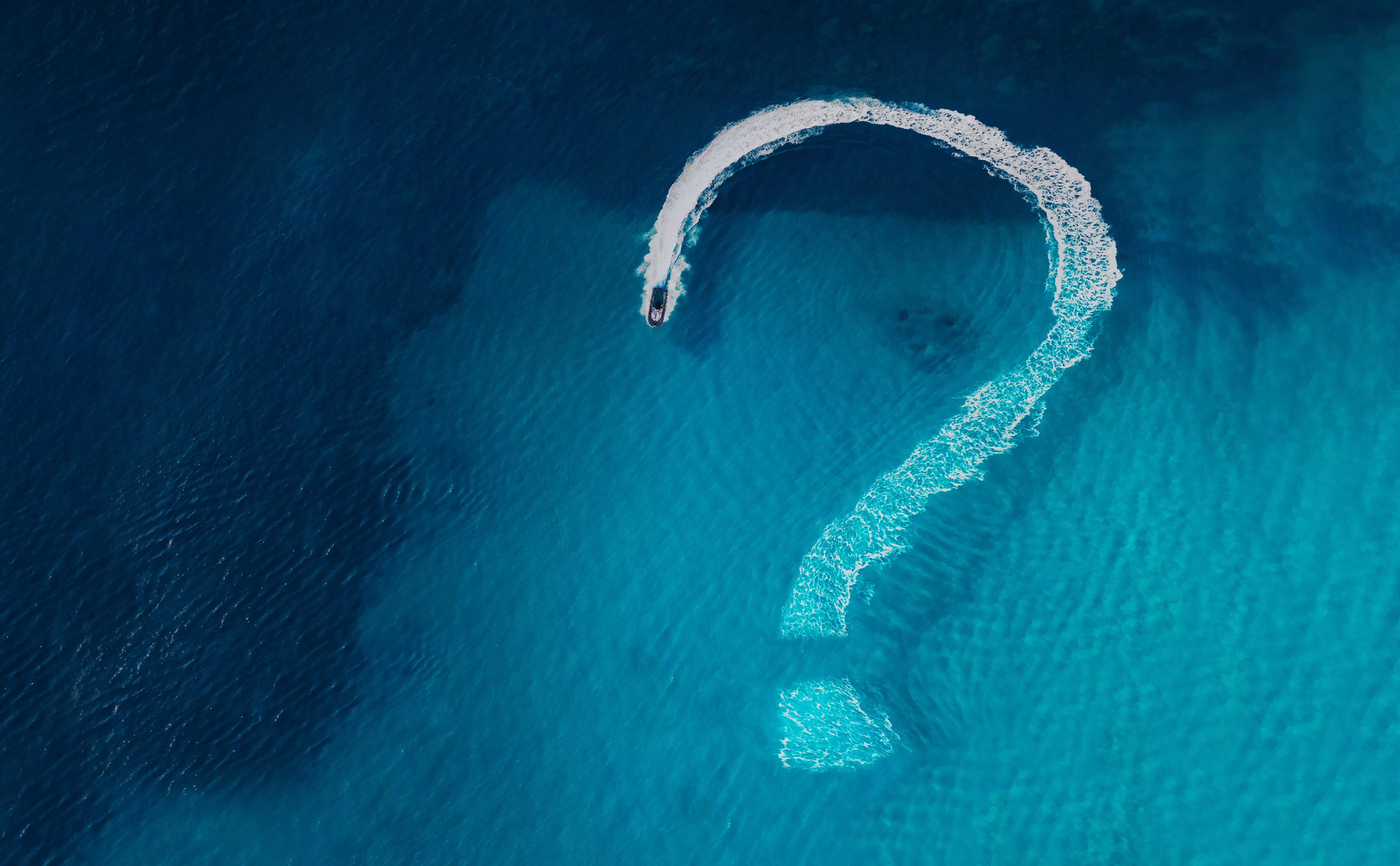 Question mark in ocean