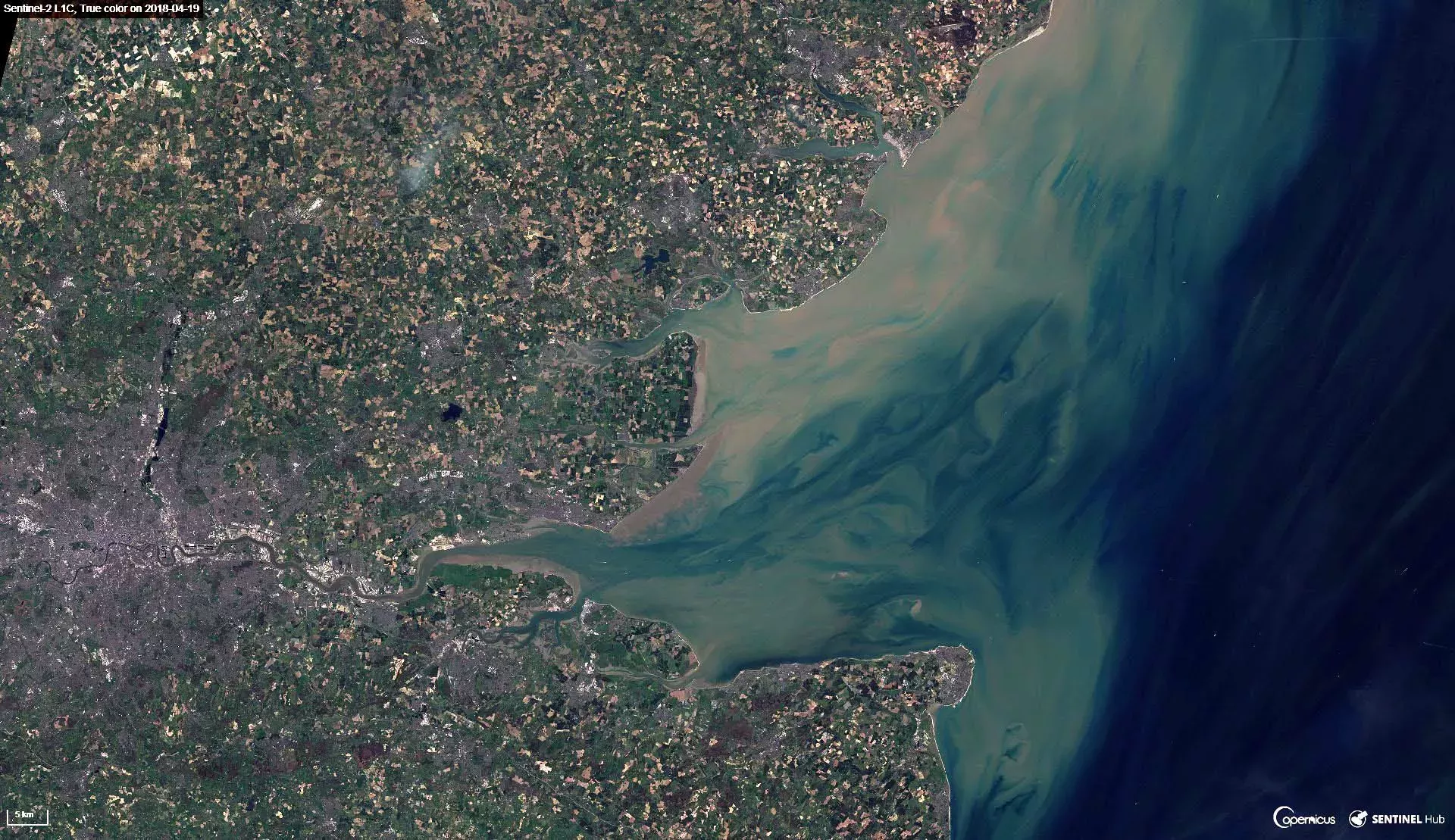 Satellite-derived coastline data of the Thames Estuary 