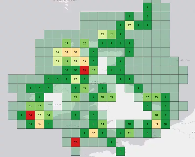Diagram showing data consistencies and inconsistencies in new scheme at scale band 3 