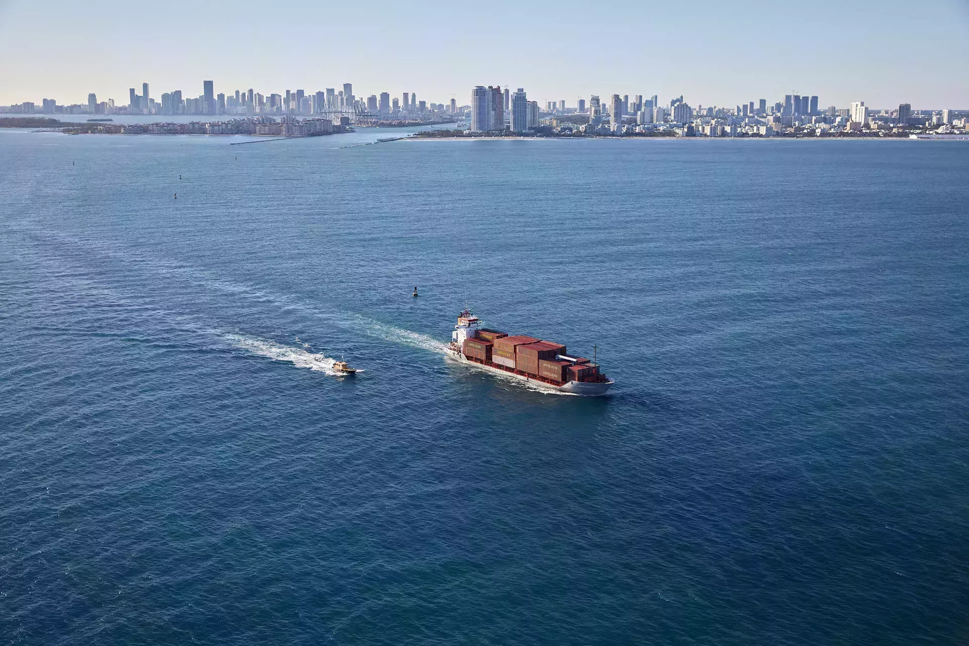 Vessels travelling away from Miami Port