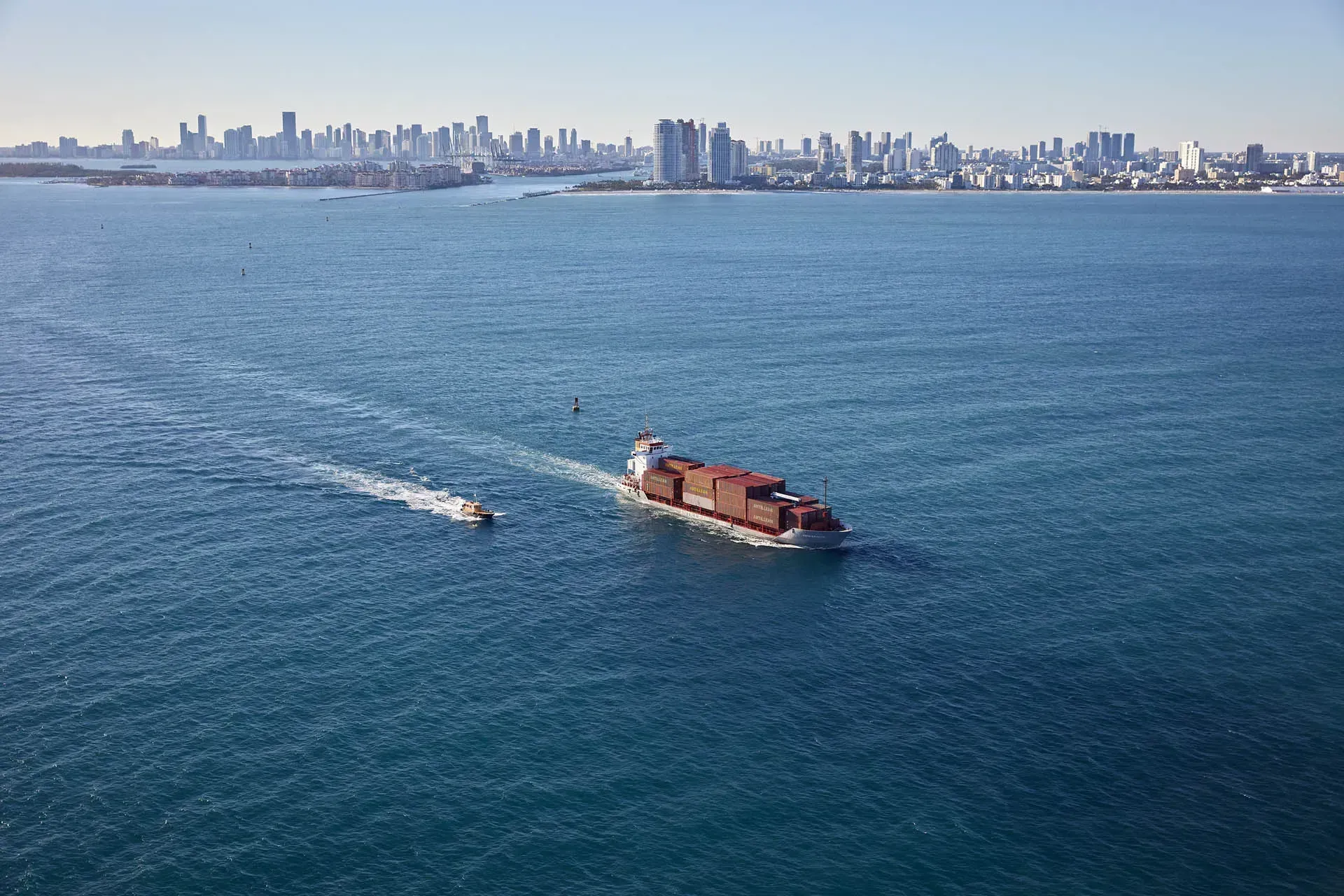 Vessels travelling away from Miami Port