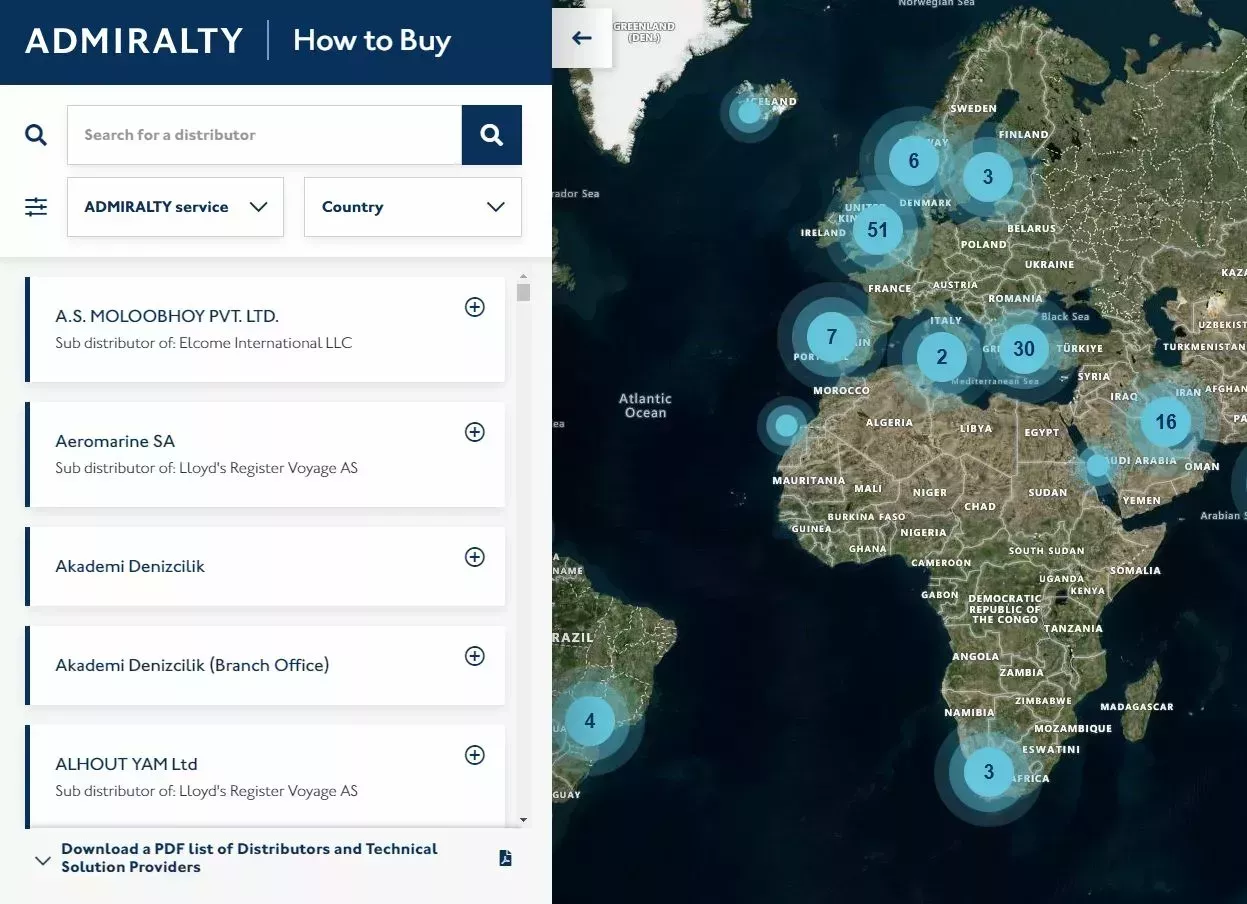 Screenshot of the How to find a distributor page