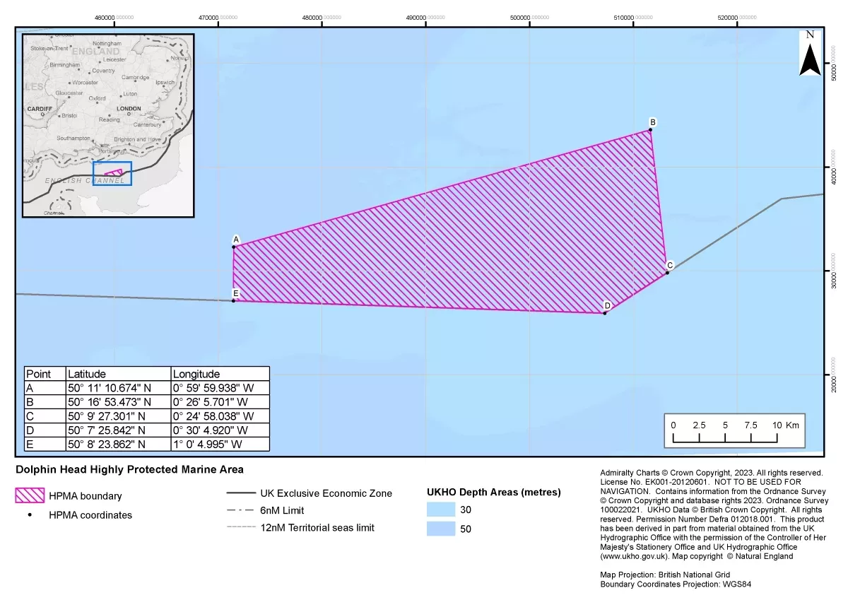 Dolphin Head HPMA, a 466 km² protected marine area.