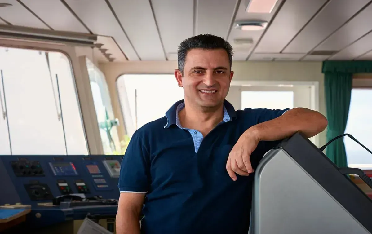 Mariner on bridge of ship