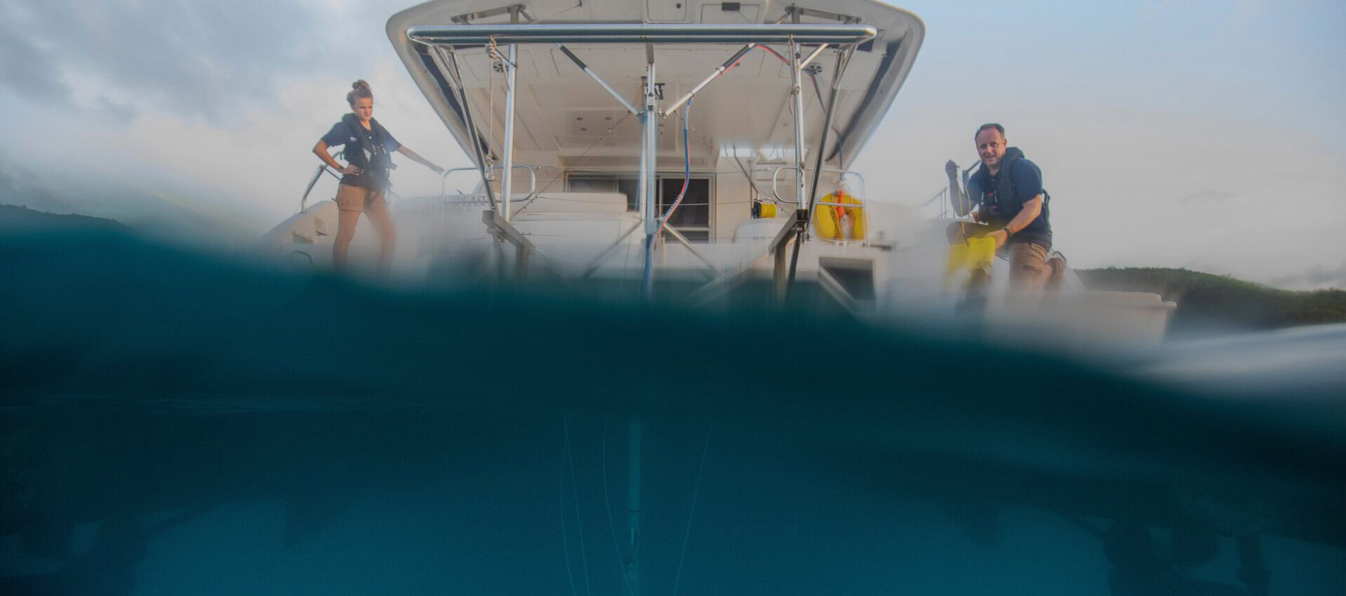 Hydrographers on a boat